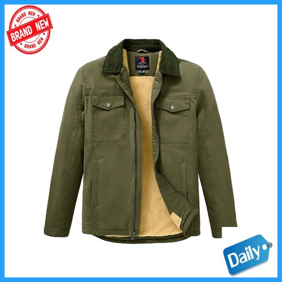 Heavyweight Sherpa Lined Work Jacket Full Zip 5 Pockets Detroit Style